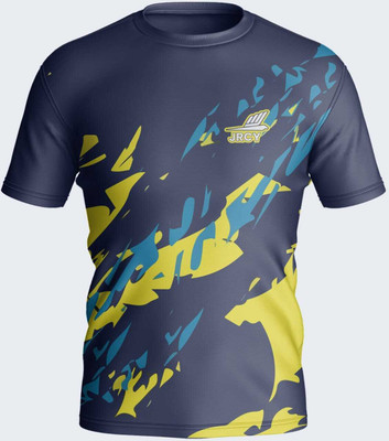PSAJRCY Printed Men Round Neck Blue, Yellow T-Shirt