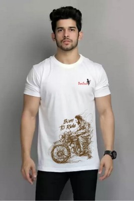 Devilson Printed, Typography Men Round Neck White T-Shirt