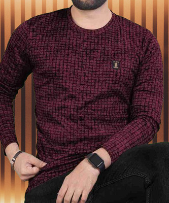 Magpy Printed Men Round Neck Maroon T-Shirt
