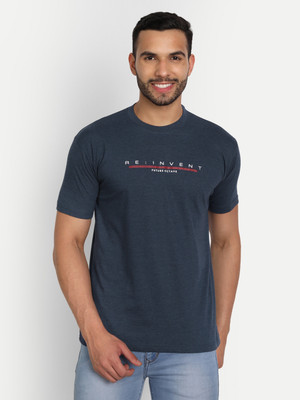 Zeffit Printed Men Round Neck Blue T-Shirt