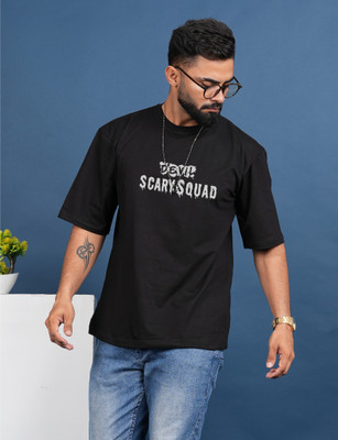 seri choice Printed, Typography Men Round Neck Black T-Shirt