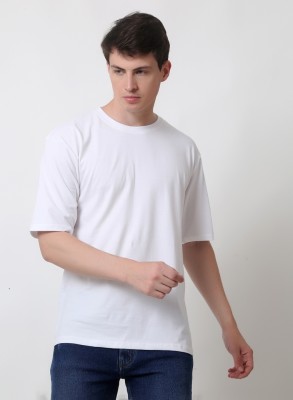 Fitshop fashion Solid Men Round Neck White T-Shirt