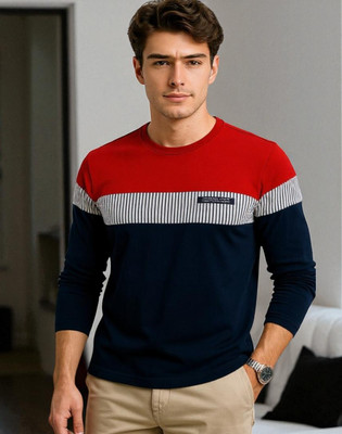 TrendShaper Striped Men Round Neck Red T-Shirt