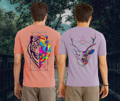 Kasendra Printed Men Round Neck Pink, Purple T-Shirt