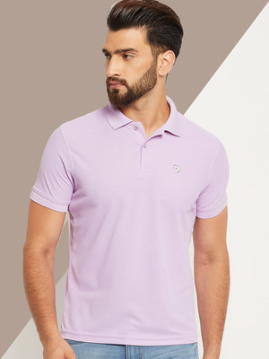 OGEN Solid Men Polo Neck Purple T-Shirt
