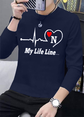 Azy Fabrics Typography Men Round Neck Blue T-Shirt