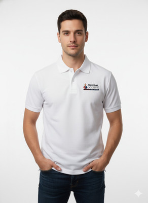 SOUNIK FASHION SDS Solid, Printed Men Polo Neck White T-Shirt