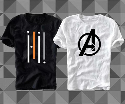 Printed Men Reversible Multicolor T-Shirt(Pack of 2)