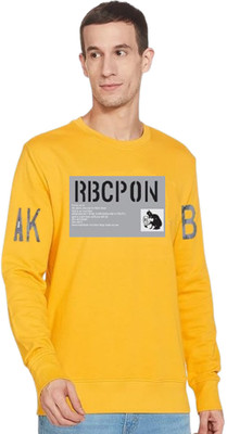 Stelino Printed Men Round Neck Yellow T-Shirt