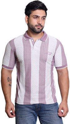 James Hamilton Printed Men Polo Neck Purple, White T-Shirt
