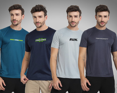 FTX Solid Men Round Neck Multicolor T-Shirt