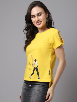 FRISKERS Casual Printed Women Yellow Top