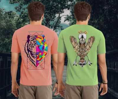 Kasendra Graphic Print Men Round Neck Pink, Green T-Shirt