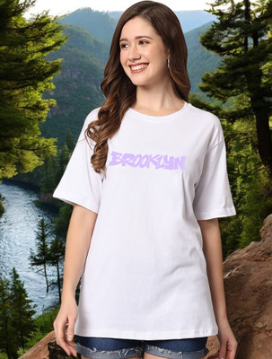 Shonisha Typography Women Round Neck White T-Shirt