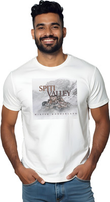 KBARI Printed Men Round Neck White T-Shirt