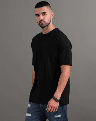 NAVTOLI Solid Men Round Neck Black T-Shirt