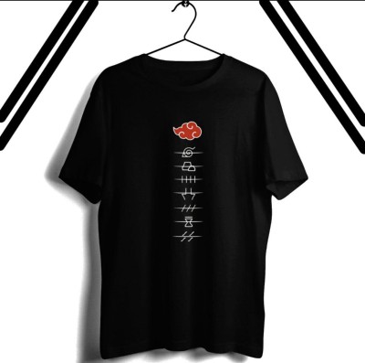 CORGA APPAREL Printed Women Round Neck Black T-Shirt