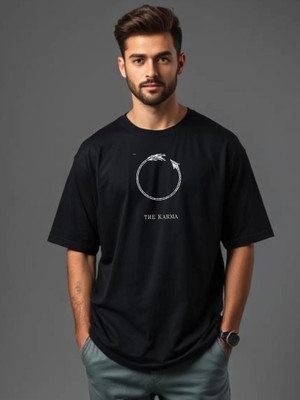 UrGear Printed Men Round Neck Black T-Shirt