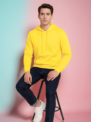 FRISKERS Solid Men Hooded Neck Yellow T-Shirt