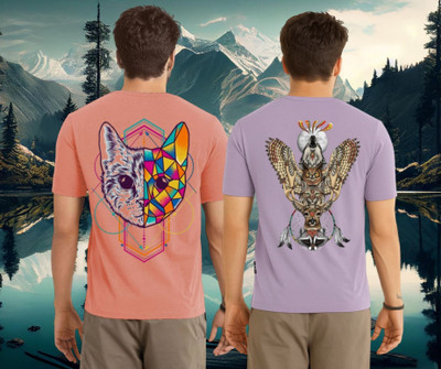 Lecowar Printed Men Round Neck Pink, Purple T-Shirt