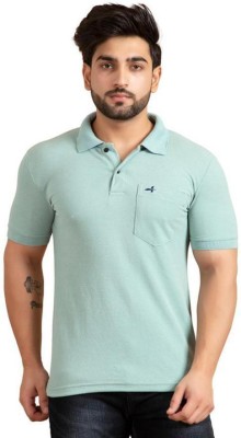 addiz Solid Men Polo Neck Light Green T-Shirt