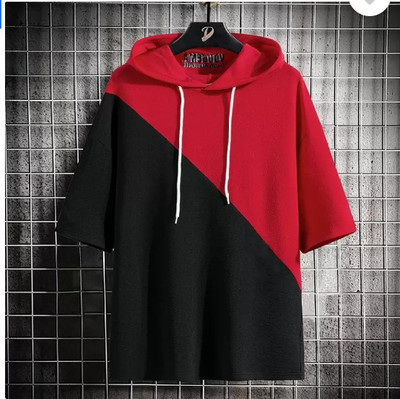 Color Block Men Black, Red T-Shirt