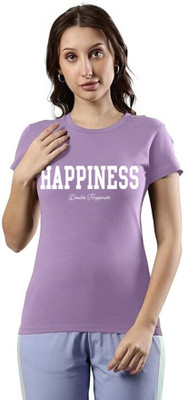 HouseOfCommon Graphic Print Women Round Neck Purple T-Shirt