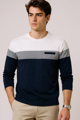 Bolderift Printed Men Round Neck Navy Blue T-Shirt