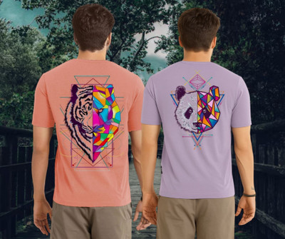 Kasendra Printed Men Round Neck Pink, Purple T-Shirt