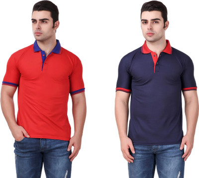 KETEX Solid Men Polo Neck Multicolor T-Shirt