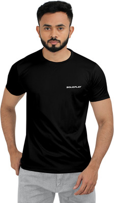 solidplay Solid Men Round Neck Black T-Shirt