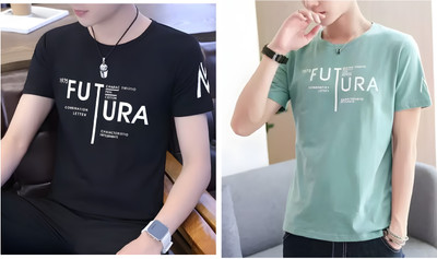 Oishee Graphic Print Men Round Neck Black, Light Green T-Shirt