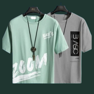 JSIYA Printed Men Grey, Green T-Shirt