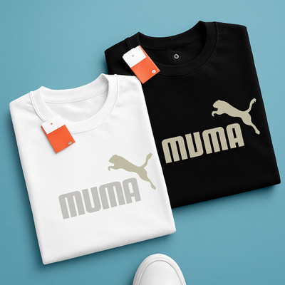 WARRIORINDUSTRY Printed Men Round Neck Black, White T-Shirt