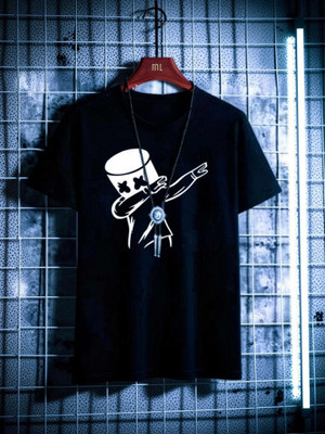 squareretails Printed Men Green, Black T-Shirt
