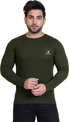 James Hamilton Solid Men Round Neck Dark Green T-Shirt