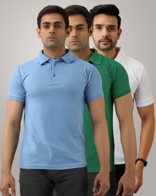 Galatea Solid Men Polo Neck Multicolor T-Shirt