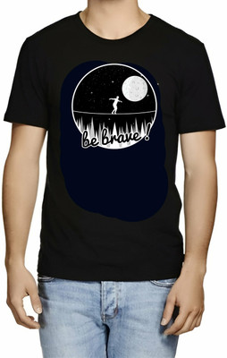 SRIJONI Printed Men Round Neck Black T-Shirt