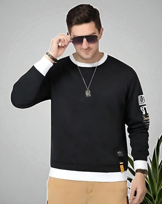 FASHIUM Printed Men Round Neck Black T-Shirt