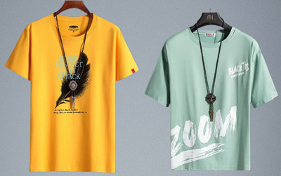 Printed Men Multicolor T-Shirt(Pack of 2)