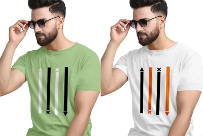 Majexic Striped Men Round Neck Multicolor T-Shirt