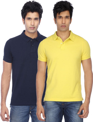 KETEX Solid Men Polo Neck Multicolor T-Shirt