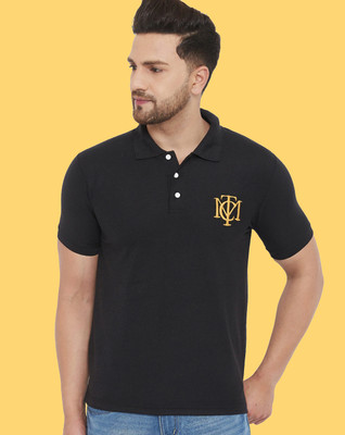 The Million Club Printed Men Polo Neck Black T-Shirt