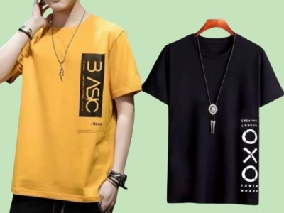 Printed Men Yellow, Black T-Shirt