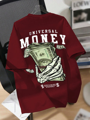 LGR FASHION Printed Men Round Neck Maroon T-Shirt