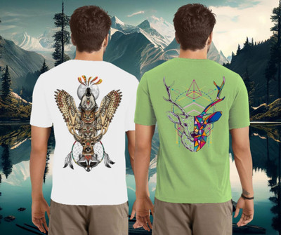 Lecowar Printed Men Round Neck White, Green T-Shirt