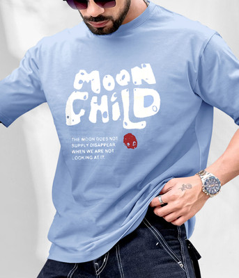 Nxtwin Printed Men Round Neck Light Blue T-Shirt
