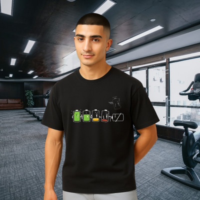 Lazy Panda Printed Men Round Neck Black T-Shirt