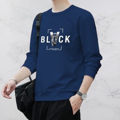 RK CLOTHING Printed Men Round Neck Dark Blue T-Shirt