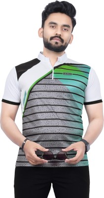 dhaari by unique creation Striped Men Polo Neck Multicolor T-Shirt